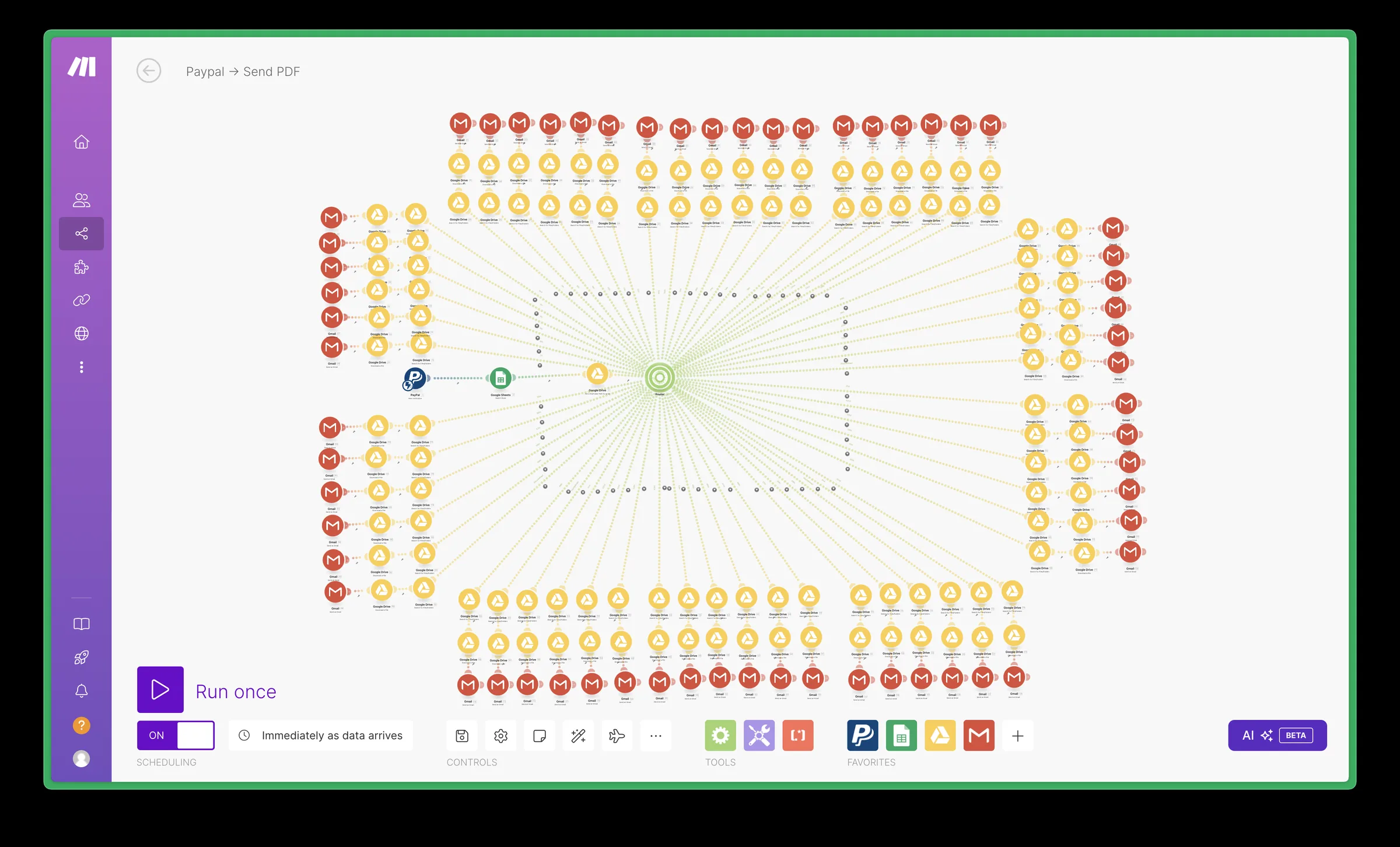 Before: the original scenario, a separate branch for every product, hundreds of modules to maintain.