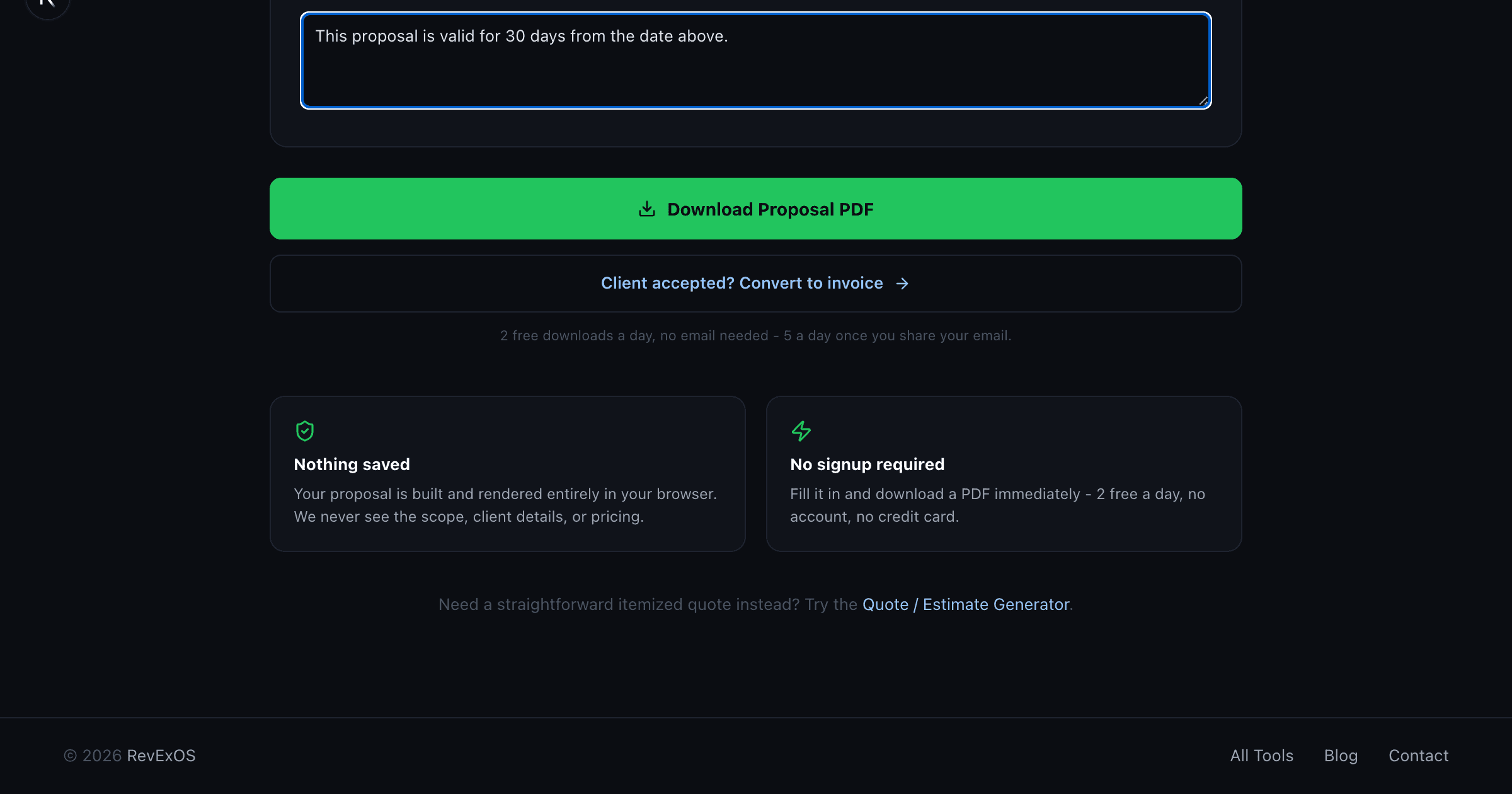 Proposal to Quote to Invoice: Wiring the Free Stack Together